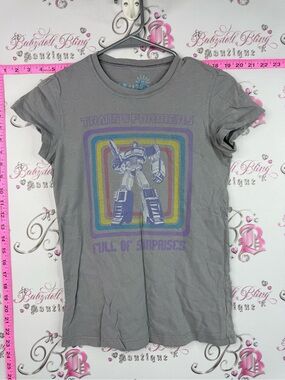 Heritage tshirt Gray Transformers Graphic Tee with Rainbow Accents